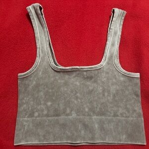Gray Ribbed Women's Top/Bra & White So bandeau Bra